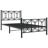 ZNTS Metal Bed Frame without Mattress with Footboard Black 100x190cm 376140