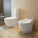 Stand Toilet & Bidet Set White Ceramic 270059