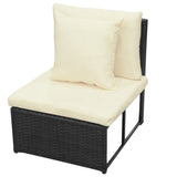 ZNTS 8 Piece Garden Lounge Set with Cushions Poly Rattan Black 42993