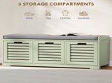 3-Drawer Shoe Storage Bench - Green T3398P423893