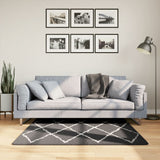 Shaggy Rug PAMPLONA High Pile Modern Black and Cream 120x120 cm 375409
