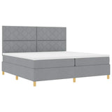 Box Spring Bed with Headboard Light grey 200 x 200 cm Fabric 3339721