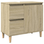 ZNTS 3 Piece Bathroom Furniture Set Sonoma Oak Engineered Wood 3307669