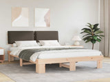 Bed Frame with Upholstered Headboard Taupe 150 x 200 cm 877272