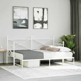 ZNTS Daybed with Trundle without Mattress White 90x200 cm Steel 4104689