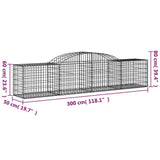 Arched Gabion Baskets 30 pcs 300x50x60/80 cm Galvanised Iron 3146681
