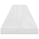 Floating Wall Shelves 2 pcs High Gloss White 120x23.5x3.8 cm MDF 323758
