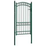 Fence Gate "EMMEN" with Arched Top Steel 100x123,5 cm Green 146366
