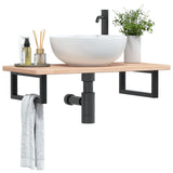 Basin Shelf Wall Mounted Steel and Solid Wood Oak 3302329