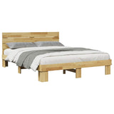 Bed Frame with Headboard without Mattress 140x190 cm Solid Wood Oak 3324137