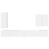 TV Wall Cabinet Set Wall-mounted 6 pcs High Gloss White 3408947
