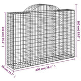 Arched Gabion Baskets 7 pcs 200x50x140/160 cm Galvanised Iron 3146367