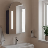 Bathroom Mirror Cabinet with LED Light Arched Grey 42x13x70 cm 357974