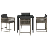 Garden Dining Set 5 pcs Grey Poly Rattan 3380749