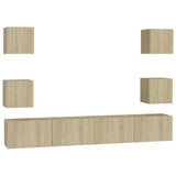 6 Piece TV Cabinet Set Sonoma Oak Engineered Wood 3078978