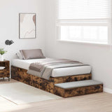 Storage Bed Frame with Drawer Smoked Oak 236.5 x 80 x 31.5 cm 3335601