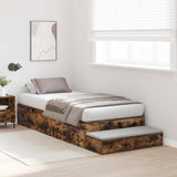 Storage Bed Frame with Drawer Smoked Oak 75 cm Engineered Wood 3335681