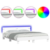 ZNTS Bed Frame with LED without Mattress White 160x200 cm 3207532