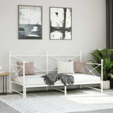 Daybed with Trundle without Mattress White 100x200 cm Steel 4104691