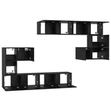 TV Units Wall-mounted 4 pcs Black Oak Engineered wood 3393493