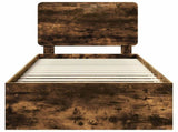 Bed Frame with Headboard Smoked Oak 90 x 200 cm Solid Pine Wood 3412537