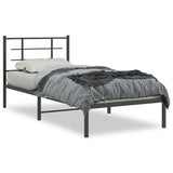 Bed Frame Black Powder-Coated Steel Single Bed Frame 355554
