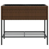 Garden Planters with Shelf 2 pcs Brown 90x40x75 cm Poly Rattan 3210508