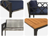 Outdoor Furniture Set 4 pcs Grey and Navy Blue Poly Rattan 42025345