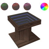 Coffee Table with LED Brown Oak 50x50x45 cm Engineered Wood 847566