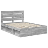 Bed Frame Grey Sonoma 140 x 190 cm Solid Pine Wood 3411749