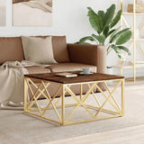 Coffee Table Gold Stainless Steel and Solid Wood Reclaimed 349974