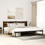 Metal Bed Frame without Mattress Smoked Oak 200x200 cm 3301350