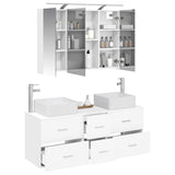 Bathroom Furniture Set 4 pcs White Engineered Wood and Glass 3406775