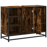 Bathroom Sink Cabinet Smoked Oak 80x33x60 cm Engineered Wood 849291