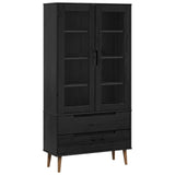 Glass Display Cabinet Black 90 x 35 x 175 cm 42020945