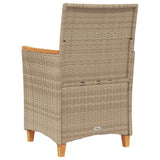 Garden Chairs with Cushions 2 pcs Beige Poly Rattan&Solid Wood 368722