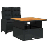 2 Piece Garden Dining Set with Cushions Black Poly Rattan 3277391