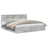 Bed Frame with Drawer Concrete Grey 200 x 200 cm Engineer Wood 3410675