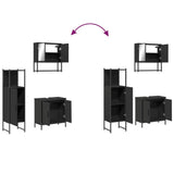 ZNTS 3 Piece Bathroom Furniture Set Black Engineered Wood 3214700