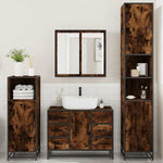 ZNTS 4 Piece Bathroom Furniture Set Smoked Oak Engineered Wood 3301202