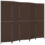 Room Divider 5 Panels Brown Poly Rattan 365349
