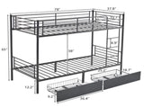 Twin Over Twin Bunk Bed with Two Storage Drawers & Full-Length Guard Rail, Heavy Duty Metal Bunk Bed 46245523