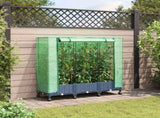 Garden Planter with Greenhouse Cover&Wheels 3 pcs Blue Grey PP 3423063