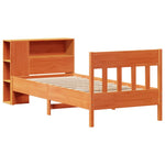 ZNTS Bookcase Bed without Mattress Wax Brown 90x190 cm Single Solid Wood Pine 3323205