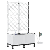 Garden Planter with Irrigation&Wheels 2 pcs White PP 3423008