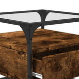 Coffee Table with Glass Top Smoked Oak 50x50x45 cm Steel 846051