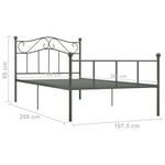 ZNTS 284531 Bed Frame without Mattress Grey Metal 100x200 cm