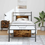 Bed Frame without Mattress Smoked Oak 75x190 cm Small Single Engineered Wood 4106751