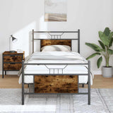 Bed Frame without Mattress Smoked Oak 75x190 cm Small Single Engineered Wood 4106751