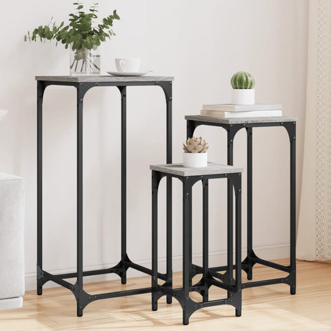 ZNTS Nesting Side Tables 3 pcs Grey Sonoma Engineered Wood 838941